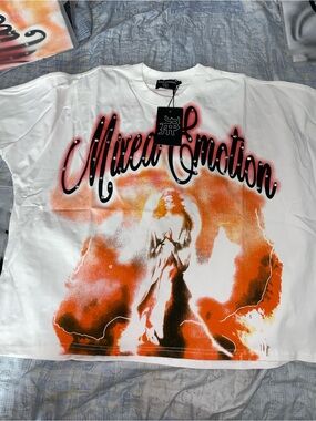 Graphic Short Sleeve Crop Tee - White/Orange